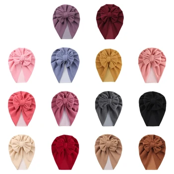 Yenidoğan Kış Şapka Sevimli Yay Düğüm Bebek Şapka Toddler Erkek Kız 6-18Month Şapkalar 2
