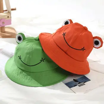 Yetişkin Çocuklar Kova Şapka Sevimli Kurbağa Anti Güneş Geniş Ağız Katlanabilir Balıkçı Kap Dış Giyim Aksesuarları