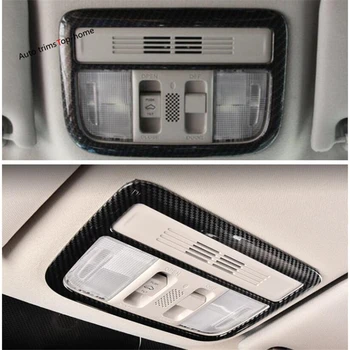 Yimaautotrims Mat / Kırmızı / Karbon Fiber Bak İç Fit Honda Civic 2016 - 2020 İçin Çatı Okuma Işıkları lamba krom çerçeve Trim 13