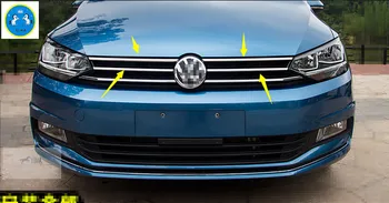 Yimaautotrims Ön Izgara Izgara Dekorasyon Şerit Kapak VW Volkswagen İçin Döşeme Uygun Touran 2016 - 2018 Paslanmaz Çelik Dış 9
