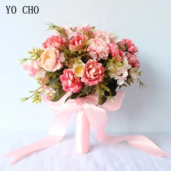 YO CHO Gül Şakayık Çiçek Buketi Düğün Kardeş Tomurcukları Papatya Çiçek gelin Buketi Yapay İpek Gül Düğün Planlayıcısı Malzemeleri