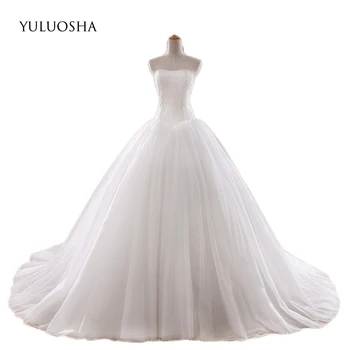 YULUOSHA Boho düğün elbisesi Kolsuz Dantel Aplikler Straplez Şapel Tren Zarif Beyaz düğün elbisesi es Vestido De Noiva 12
