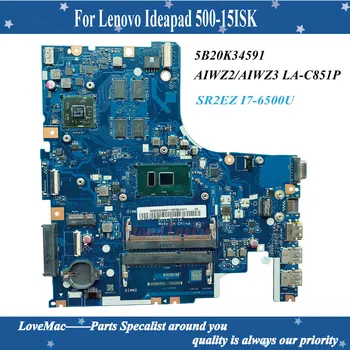 Yüksek kaliteli FRU 5B20K34591 Laptop anakart İçin LENOVO Ideapad 500-15ISK Anakart AIWZ2 AIWZ3 LA-C851P I7-6500U %100 % test edilmiş 9