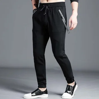 Yüksek Moda Kore Ter Pantolon Erkekler Casual Joggers Hip Hop Harem Sweatpants Siyah Erkek Giyim 18