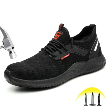 Yıkılmaz güvenlik ayakkabıları erkek Çelik Ayak Hafif Nefes İş Sneaker Delinme Geçirmez Endüstriyel Açık Spor Ayakkabı