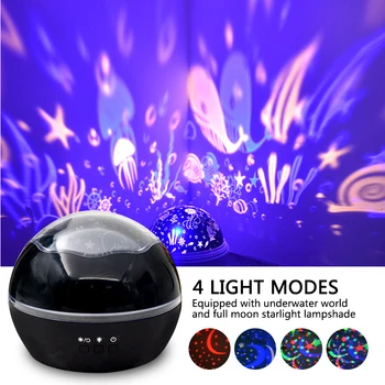 Yıldız Projektör LED gece ışığı Galaxy Projektör USB çocuk Yatak Odası Renkli Lamba Dönen Yıldız Ve Ay Başucu Lambası 16