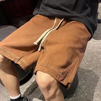 ZCSMLL Amerikan rahat spor sweatpants erkek moda gevşek ipli örtü düz şort yüksek sokak yaz ince gelgit marka 5