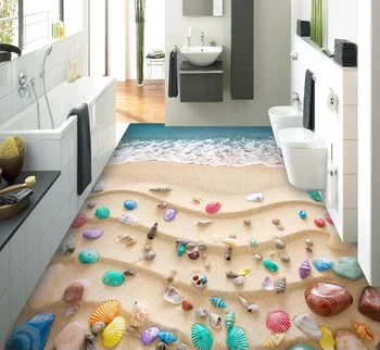 Zemin duvar kağıdı Plaj renkli kabuk oturma odası banyo zemin resmi 13