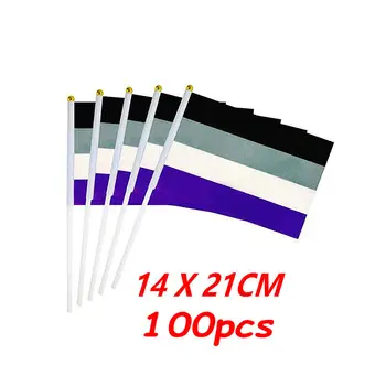 ZXZ 100 adet aseksüel gurur el Bayrağı 14*21cm Ace Topluluk Aseksüellik aseksüel gurur El Bayrağı plastik bayrak direği 2
