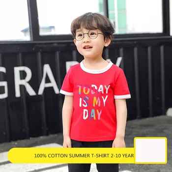 Çocuk Komik T Shirt Mektup Bugün Benim Gün Baskı Çocuk Erkek T-shirt Yürümeye Başlayan Çocuk Kısa Kollu Moda Casual Tees Üst 2-10 Yıl