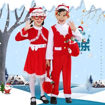 Çocuk Noel Giysileri Noel Kostüm çocuk Giysileri Erkek Noel Baba Temalı Kız Noel Giysileri 4