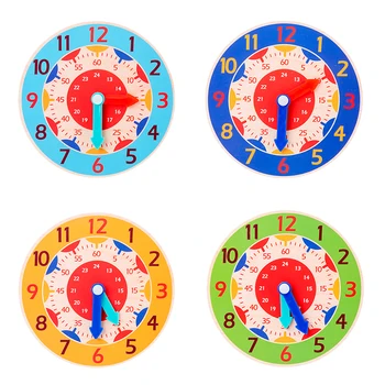 Çocuk Okul Öncesi Biliş Öğretim Ahşap Montessori Saat Oyuncaklar Saat Dakika Saniye Renkli Saatler Çocuklar için Erken AidsToys 6