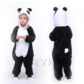 Çocuk Panda Kaplan Pijama Bebek Bebek Unicorn Tulumlar Toddler Kız Hayvan Kigurumi Onesie Kış Pazen Çocuk Kostüm 23