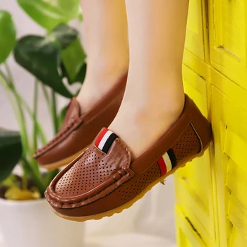 Çocuklar için Moda Yeni Katı Sığ rahat ayakkabılar Erkek Kız Yumuşak Yuvarlak ayak İçi Boş Sonbahar Düz Boyutu 21-36 Çocuk Mary Jane Ayakkabı 9