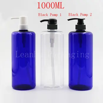 Ördek gagası pompalı 1000ML Plastik Yuvarlak Şişe, 1000cc Şampuan / Duş Jeli / Emülsiyon Alt şişeleme, Boş Kozmetik Kabı