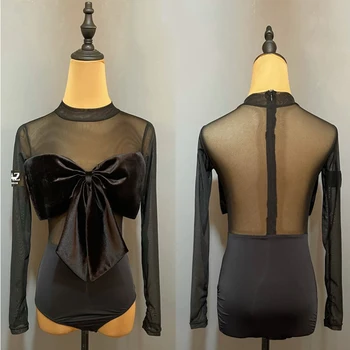 Örgü Latin Üstleri Kadın Balo Salonu Uygulama Giyim Özelleştirilmiş Boyutu Modern Giyim Sahne Kostüm Tango Kıyafet Salsa Giyim JL4995 20