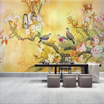 Özel Büyük ölçekli Çin Klasik Çiçekler ve Kuşlar 3D duvar kağıdı Oturma Odası Yatak Odası Kanepe TV Arka Plan Duvar Kağıdı 3D 18