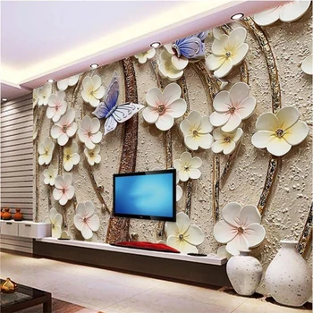 Özel duvar kağıdı 3D stereo fotoğraf duvar çiçek kabartma TV kanepe arka plan duvar oturma odası Nordic dekoratif boyama 3d duvar kağıdı 6