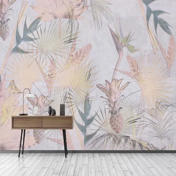 Özel Duvar Kağıdı İskandinav Pastoral Bitki Oturma Odası TV arka plan duvar dekoru Modern Basit Sanat Duvar Kağıdı Papel De Parede 3D