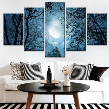 Özel Ev Dekorasyon Tuval Boyama Büyük Ağaç Pentatyr Ay Işığında Oturma Odası Yatak Odası Asılı Boyama Çerçevesiz Paintin 6