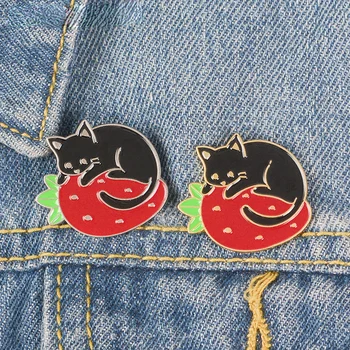 Özel Meyve Kedi Yaka İğneler Uyku Kedi Broş sırt çantası Şapka deri ceketler Aksesuarları Takı Arkadaş için Hediye Toptan 18