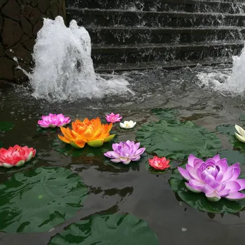 Ücretsiz Kargo 10 CM Yapay İpek Çiçek Simülasyon Lotus Yüzen Su Gölet Zambak Ev Bahçe Balık Tankı Havuzu Dekor İçin 50 adet 22