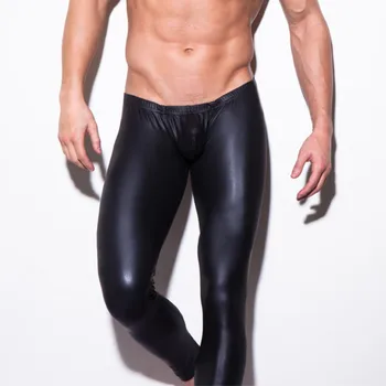 Ücretsiz kargo!Erkek eşcinsel iç çamaşırı erkek itiraz deri pantolon Göstermek tayt erkek pantolon imitasyon deri ceket boya